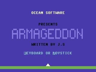 Armageddon title screen for Commodore 64